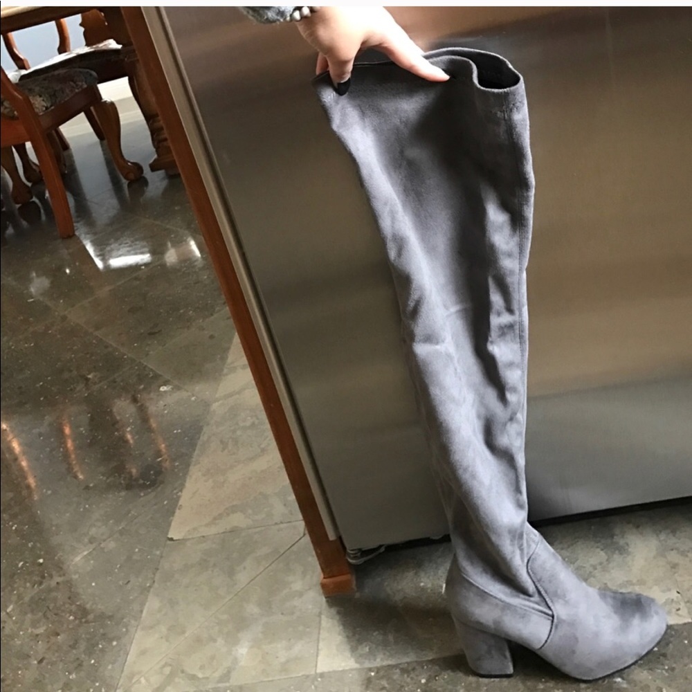 Gray suede Over the knee boots